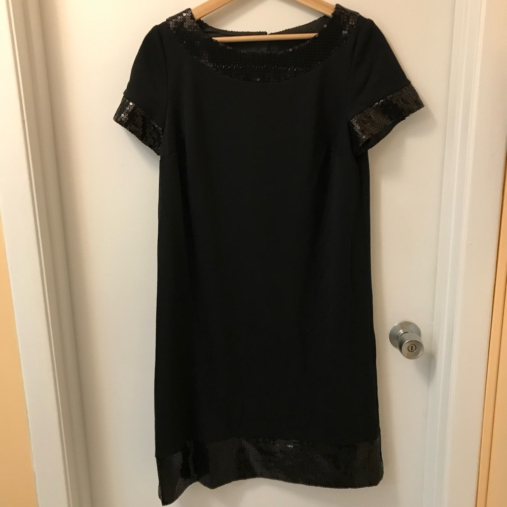 dressbarn Chic Black Sequin-Trim Dress